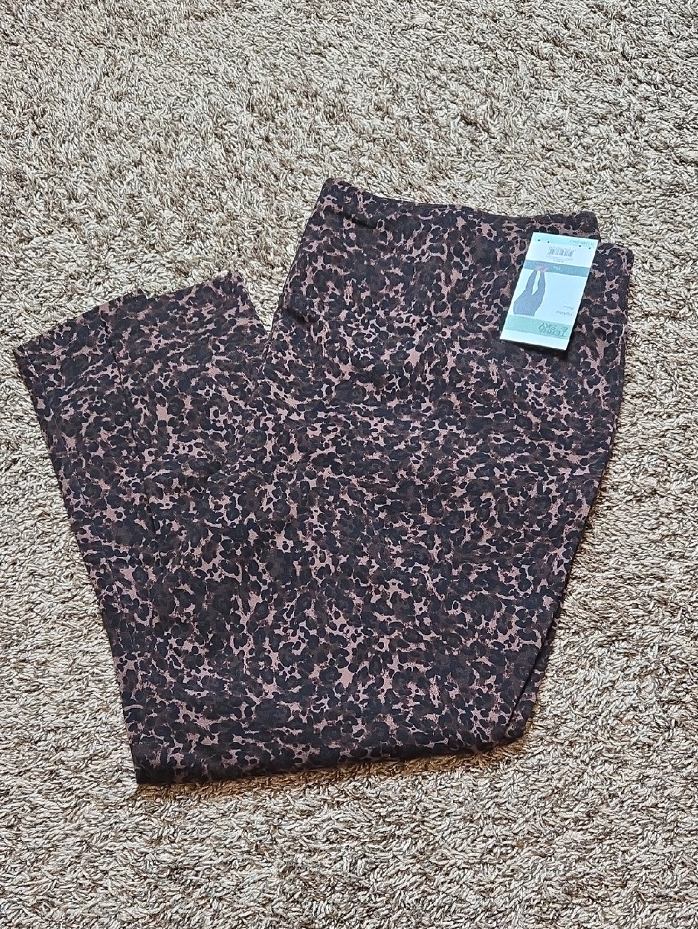 High Rise Fitted 3X 24W - 26W Plus Size Leggings Pants Mixed Leopard Brown